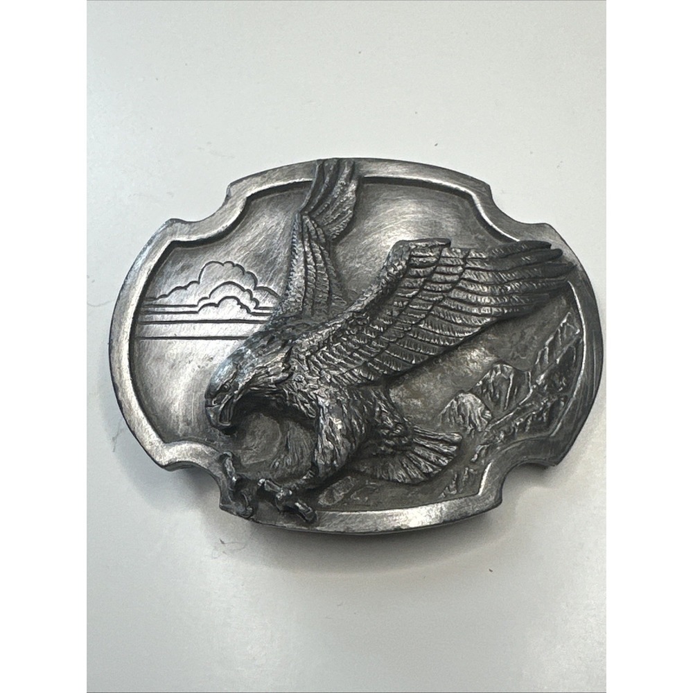 1986 SISKIYOU Belt Buckle American Eagle Bird of Prey Silver Tone